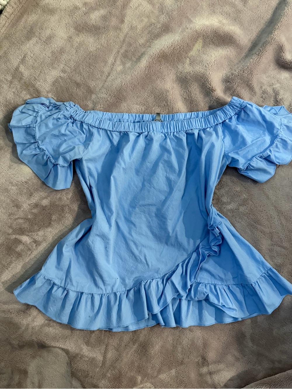 Charlotte Russe Light Blue Off-Shoulder Ruffle Peplum Top